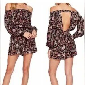 Free People Pretty & Free Black Floral Open Back Romper